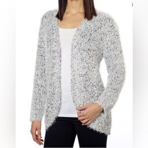 Cozy Open-Front Women's Fuzzy Cardigan Sweater - Light Gray
